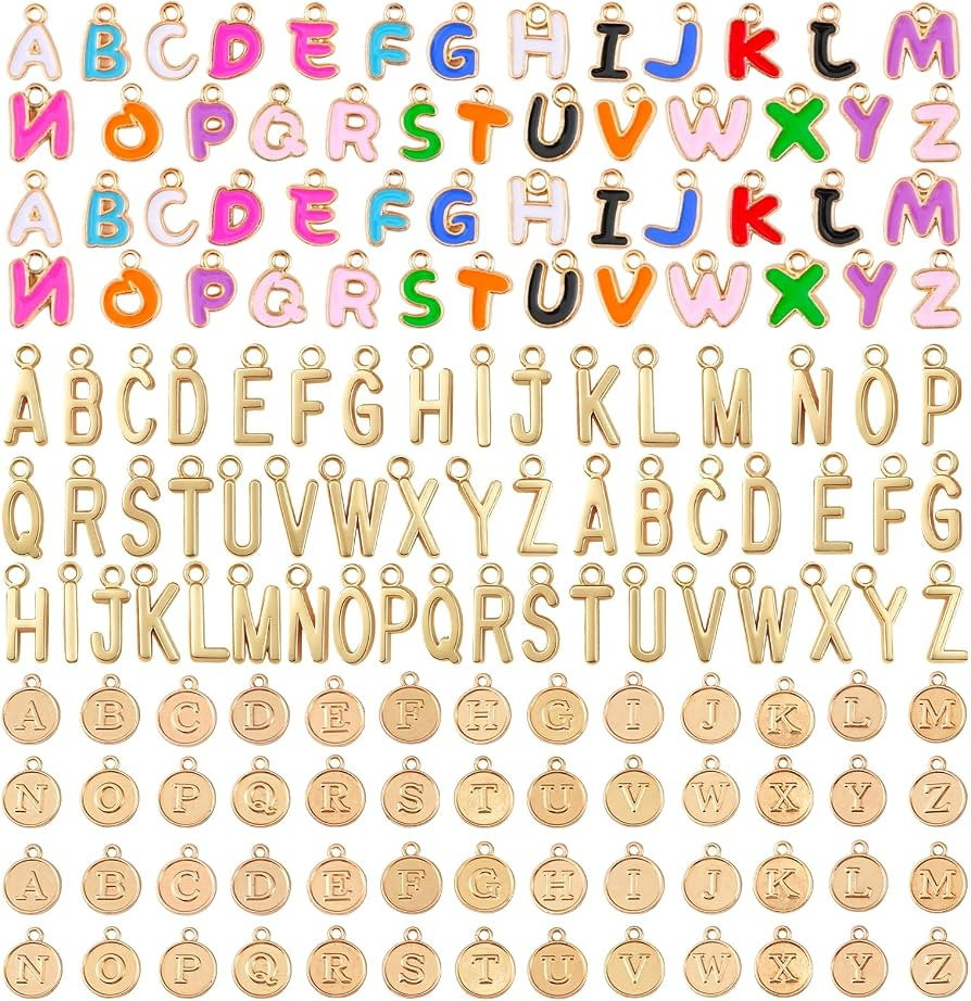 Riwiuue Letter Charms for Jewelry Making - Includes 156 Gold & Enamel Initial Charms and 200 Jump... | Amazon (US)