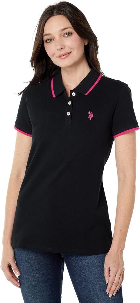 U.S. Polo Assn. Women's Classic Stretch Pique Polo Shirt - Ladies Cotton Golf Shirt, Women's Polo... | Amazon (US)