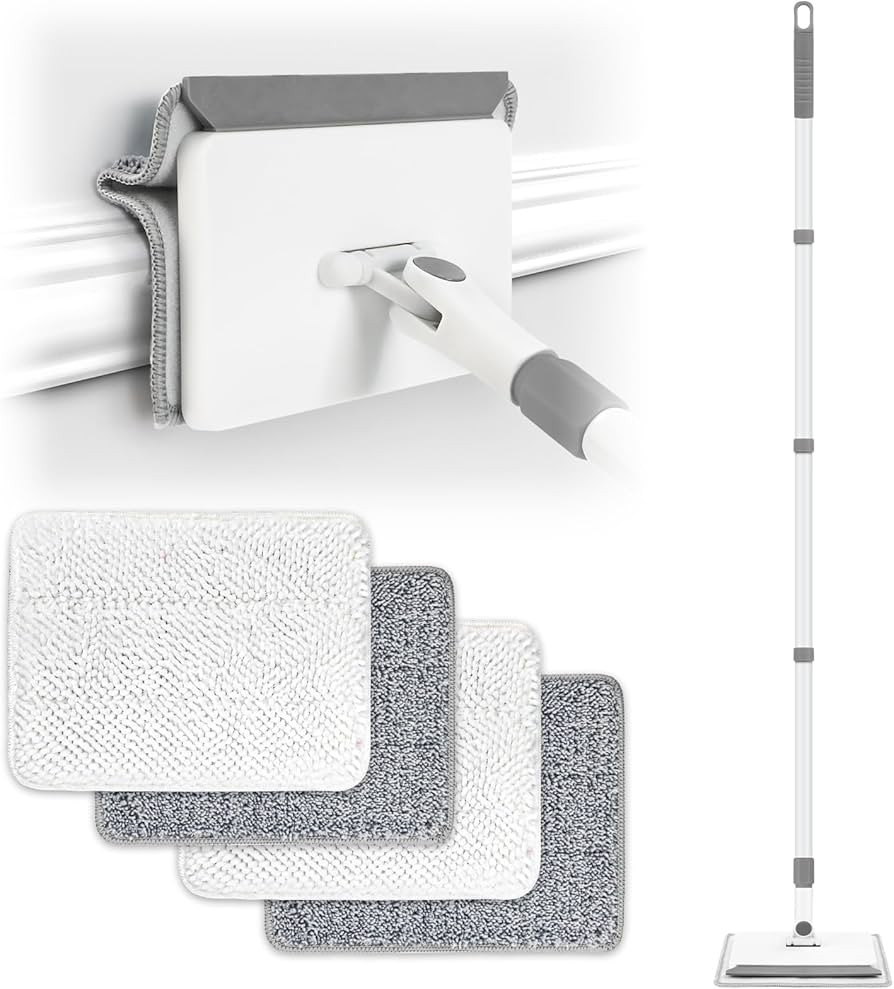 Baseboard Cleaner Tool with Handle, Baseboard Cleaner with Extendable Long Handle, 4 Reusable Cle... | Amazon (US)