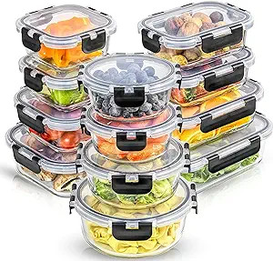 JoyJolt JoyFul 24pc(12 Airtight, Freezer Safe Food Storage Containers and 12 Lids), Pantry Kitche... | Amazon (US)