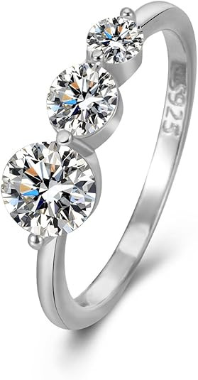 925 Sterling Silver Minimalist Row Diamond Ring | Dainty Luxury Zircon Inlay | Hypoallergenic Eve... | Amazon (US)