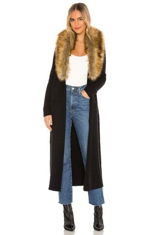 Show Me Your Mumu Lombardi Long Cardigan With Faux Fur Trim in Black from Revolve.com | Revolve Clothing (Global)
