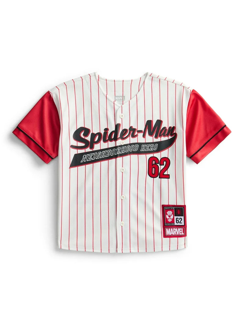 Spider-Man Boys Graphic Baseball Button Down Jersey with Short Sleeves, Sizes 4-12 | Walmart (US)