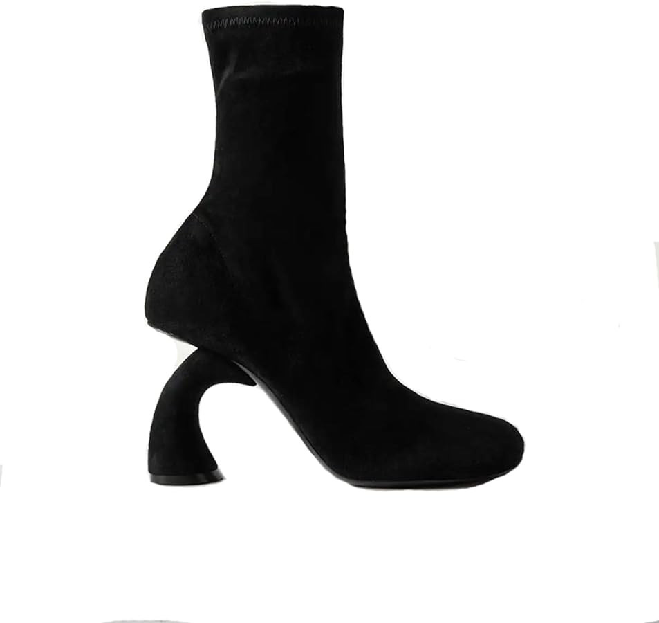 Square Scalp Bootie, Side Zipper and Calf Boots, Fog, High Heels, Versatile Boots | Amazon (US)