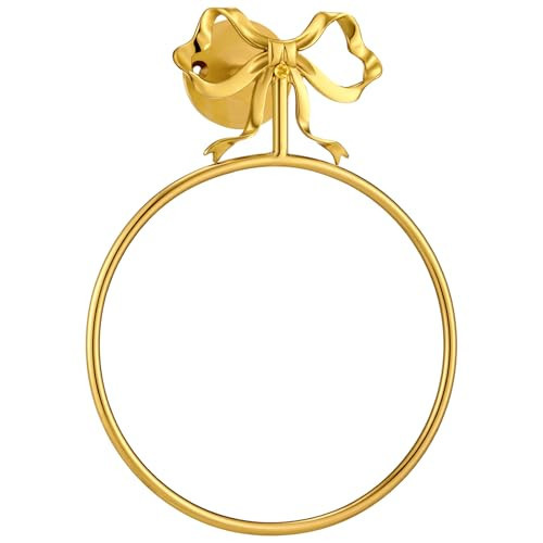 MorningRo Bow Towel Holder Brass Gold Bow Hand Towel Ring Retro Bathroom Hardware Accessories Vintage Girly Wall Mount Hanger Ring for Bathroom Kitchen Decor | Amazon (US)