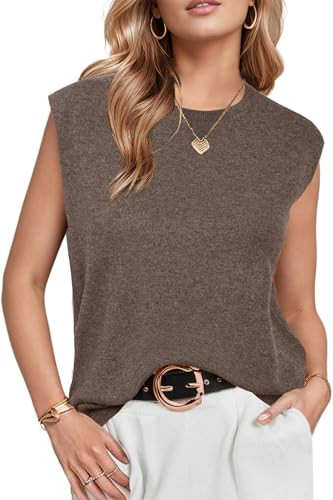 Arach&Cloz Women 2025 Wool Blended Mock Neck Sleeveless Sweater Vest Summer Business Office Knit ... | Amazon (US)
