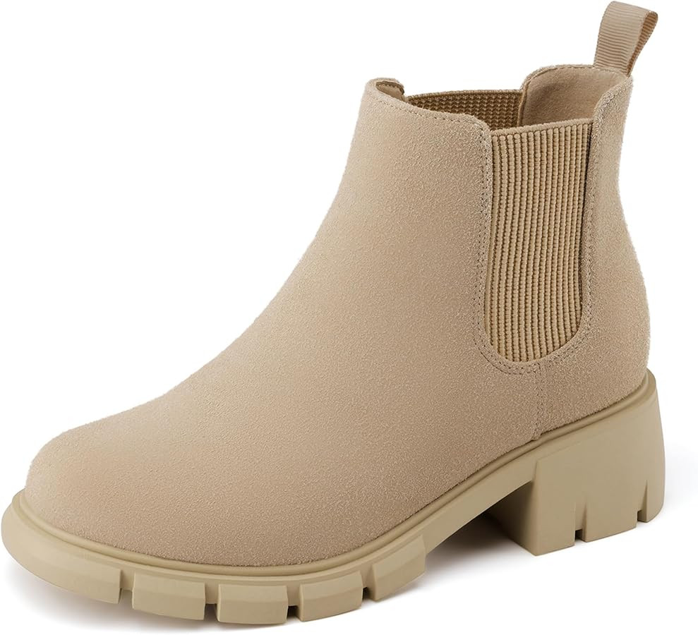 Athlefit Girls Ankle Boots Kids Comfortable Slip on Lug Sole Chelsea Booties for Toddler Little K... | Amazon (US)