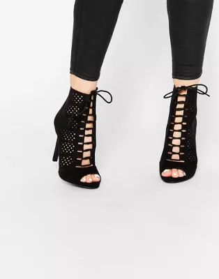 New Look Laser Cut Lace Up Heeled Shoes | ASOS (Global)