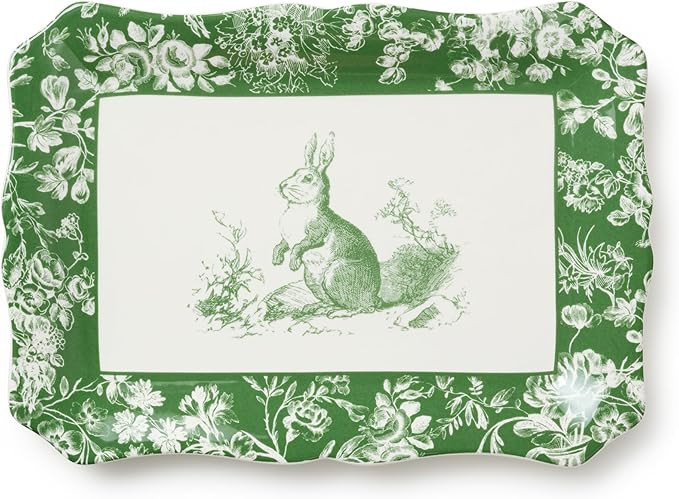 Le Jardin 13.8 x 9.8Inch RECTANGULAR PLATTER– Bunny Stoneware Serving Tray for Charcuterie, Bak... | Amazon (US)