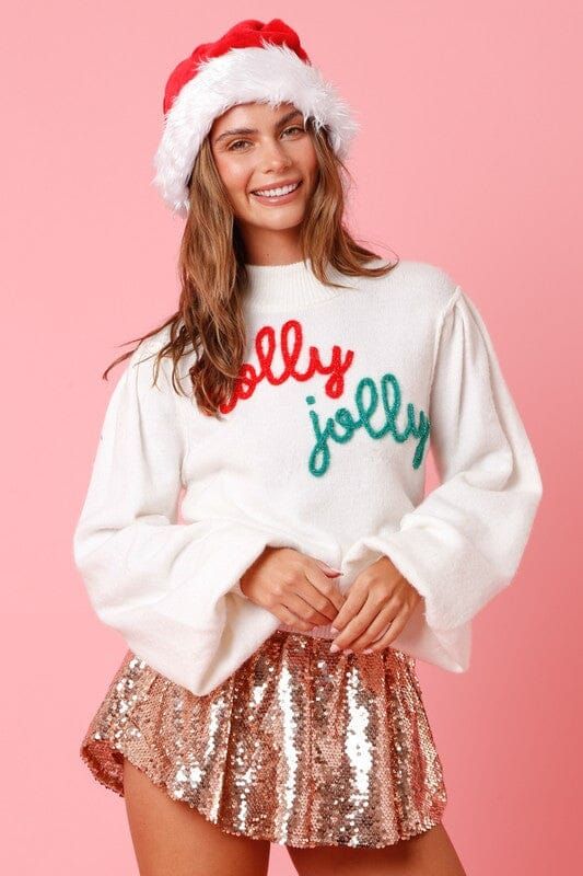 Holly Jolly White Sweater | Caroline Hill