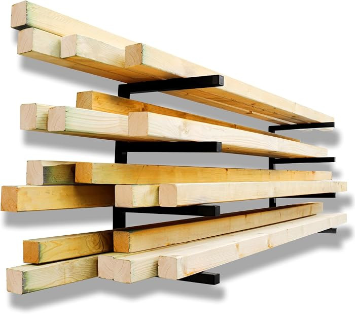 YYR Wood Organizer and Lumber Storage Rack Wall Mount, Heavy Duty Metal Shelf with 4-Level Holds ... | Amazon (US)