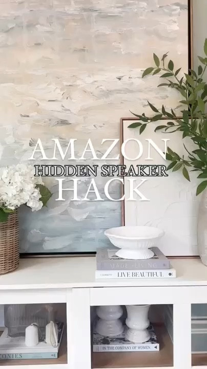 Hide the Sonos One speaker in this woven container! I added faux hydrangeas to complete the look. The open weave of the rattan allows sound travel and disguises the speaker. Everything is from Amazon! 

#LTKHome