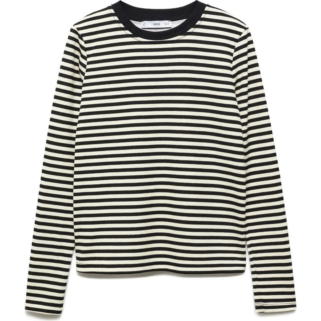 MANGO Stripe Long Sleeve Top in Black Stripe at Nordstrom, Size X-Small | Nordstrom