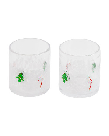 Set Of 2 Christmas Tree Stemless Confetti Glasses | TJ Maxx