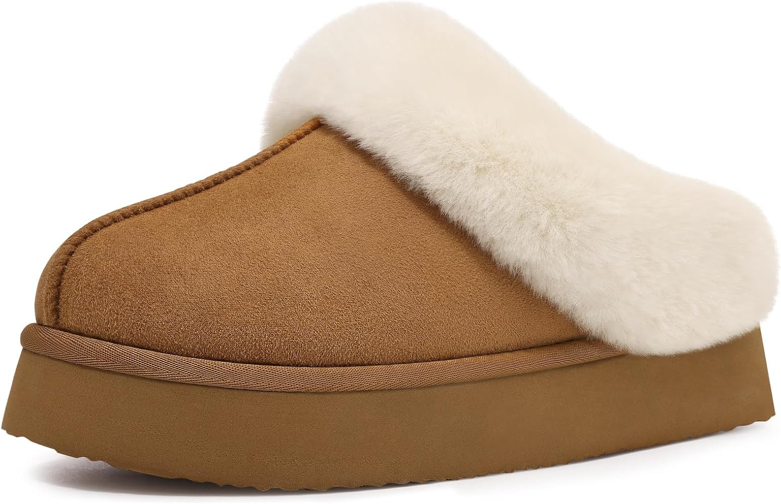 Amazon.com | Litfun Fuzzy Platform Slippers for Women Comfy Winter House Shoes with Memory Foam I... | Amazon (US)