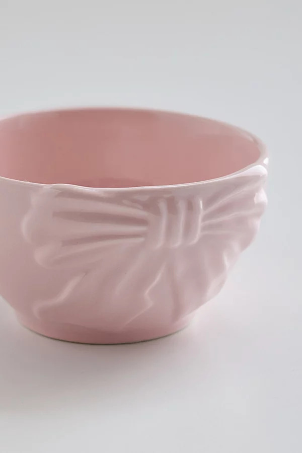 Bow Textured Ceramic Snack Bowl in Pink at Urban Outfitters | Urban Outfitters (US and RoW)