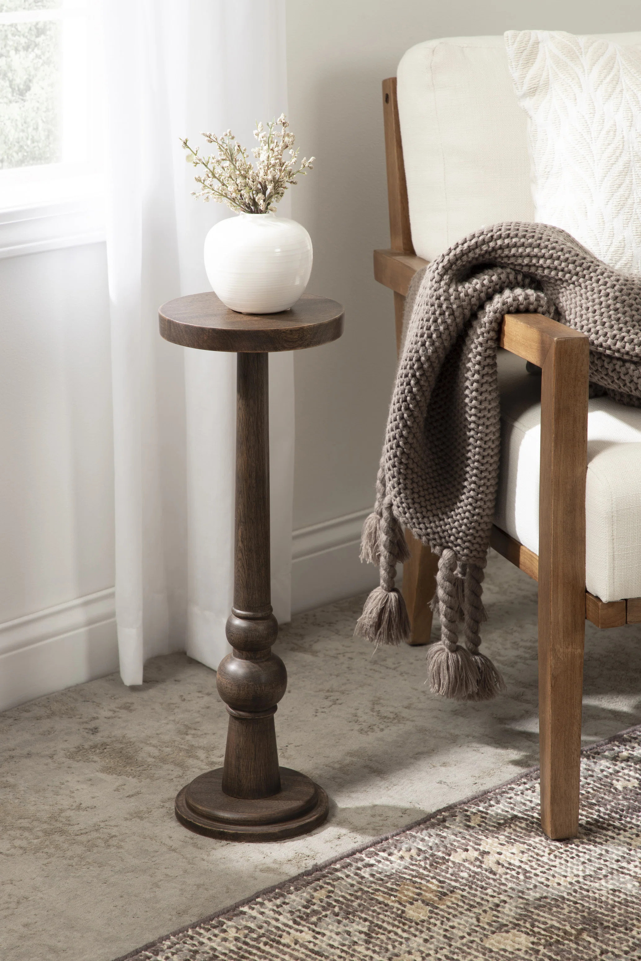 Anike Solid Wood Pedestal End Table | Wayfair North America