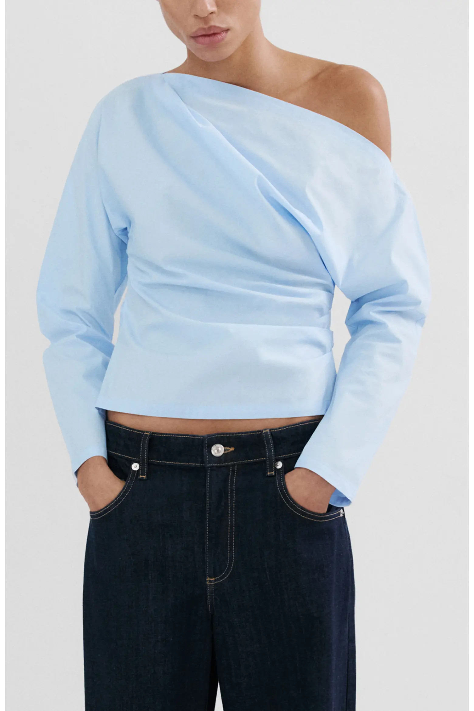 MANGO Asymmetric Long Sleeve Woven Shirt (Women) | Nordstrom | Nordstrom