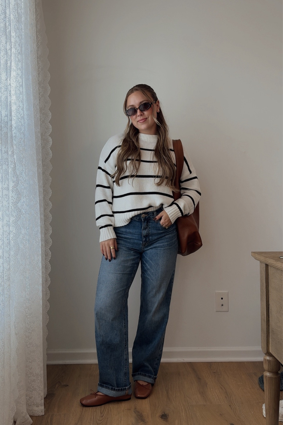 $295 vs $29 !!! outfit photo in my amazon.

100% cotton amazon version of the jenni kayne chloe crewneck.

#fallsweaters #fallfashion #amazonfinds #amazonfashion
#luxeforless

Material: Striped knitted pullover sweaters made of 100% breathable cotton, it’s a classic silhouette in a casual chic style—perfect for welcoming Fall Winter.

Design: Womens Striped Sweater with classic Crew Neckline, fitted silhouette, Ribbed cuff and hem, chic and comfortable for any occasion. Show your fashion and elegance.

#LTKSeasonal #LTKFindsUnder50 #LTKSaleAlert
