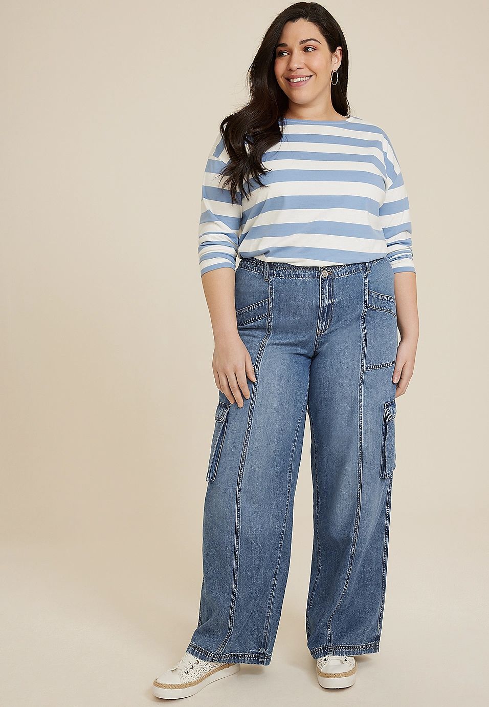 Plus Size m jeans by maurices™ High Rise Cargo Wide Leg Jean | Maurices