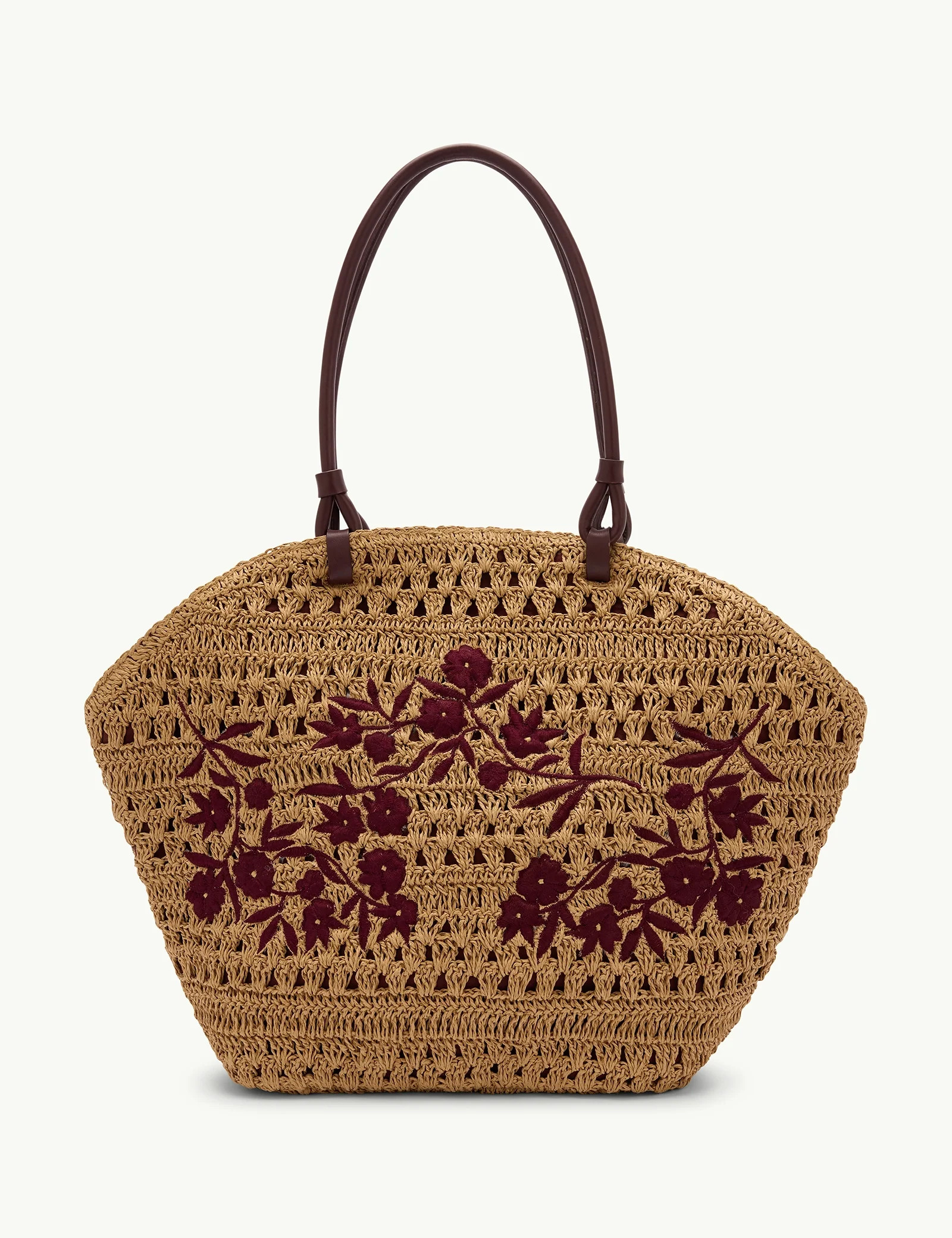 Beige Raffia Embroidered Basket Bag | Nobody's Child