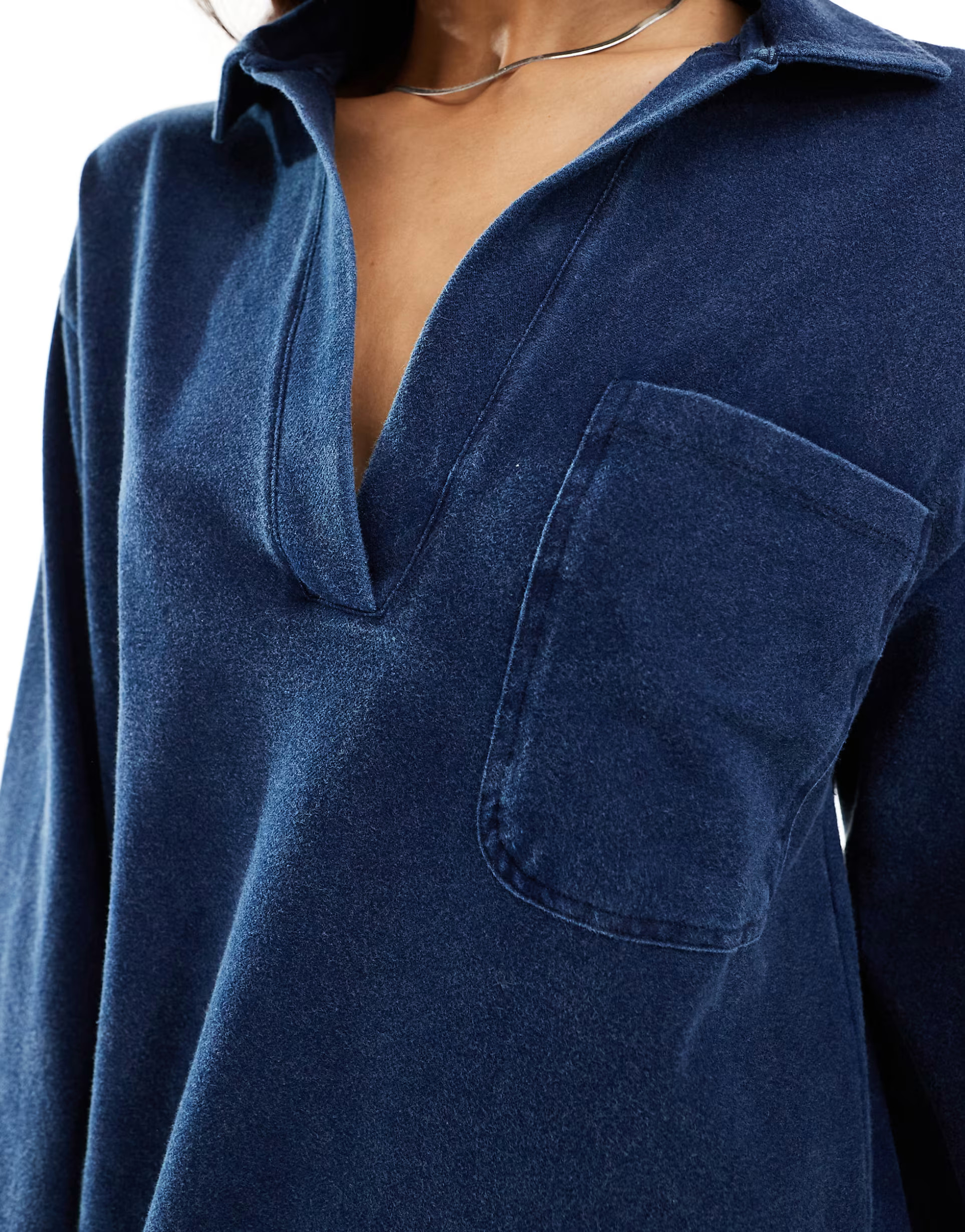 ASOS DESIGN long sleeve collared oversized mini dress in blue denim wash | ASOS (Global)