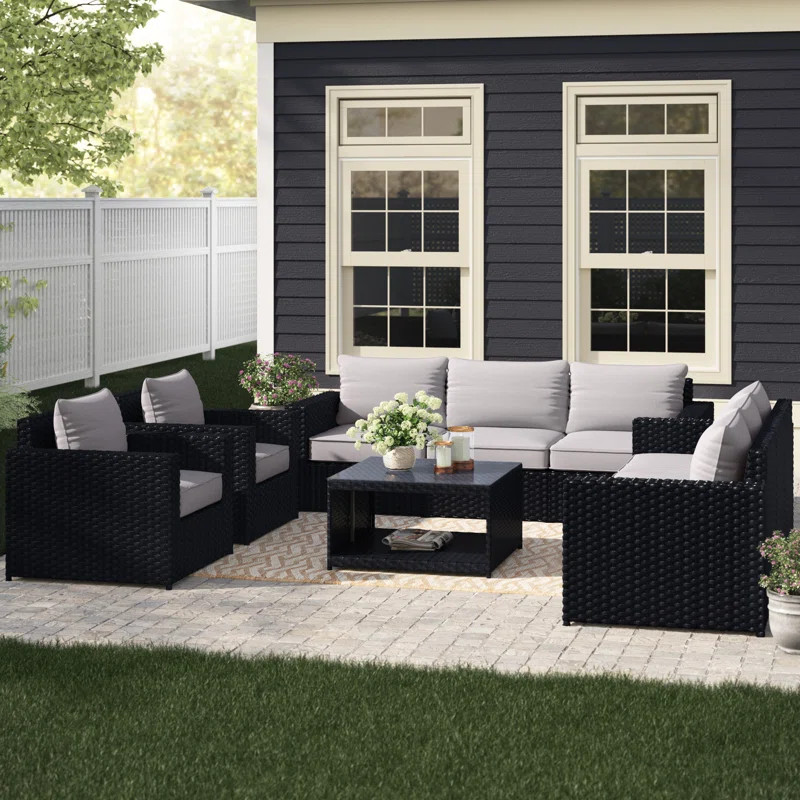 Jamestown High-Density Polyethylene (HDPE) Wicker 8 - Person Seating Group with Sunbrella Cushion... | Wayfair North America