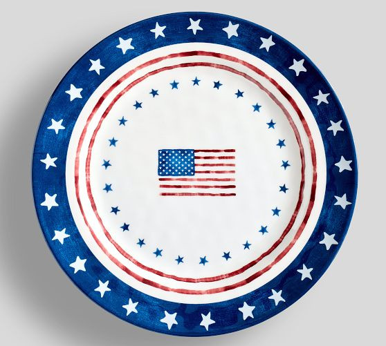 Cabana Americana Bunting Outdoor Melamine Dinner Plates - Set of 4 | Pottery Barn (US)