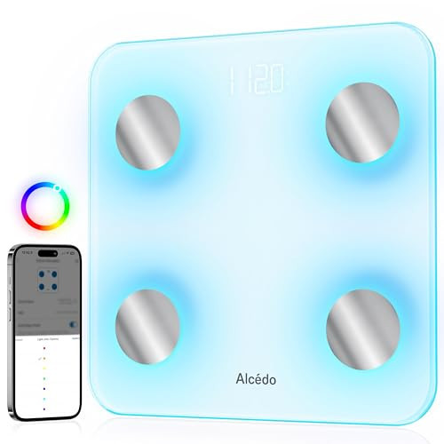 Alcedo Smart Body Fat Scale, Digital Scale with BMI, Fat Percentage, Muscle Mass, Color-Changing with Weight Variation, 400 lb, Bluetooth | Amazon (US)