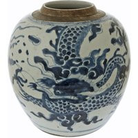 Large Antique Chinese Canton Qing Ginger Jar Blue White Dragon Pearl Foyer Table Decor Centerpiece Housewarming Gift | Etsy (US)