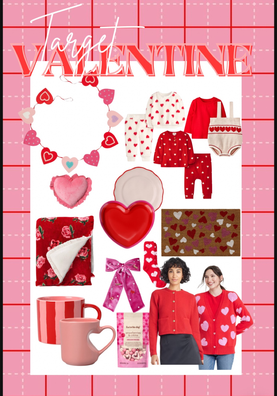 Target Valentine’s decor, red cardigan, heart cardigan, valentines hair bow. Heart garland, heart pillow, valentines & heart mug, trail mix, valentines plate, heart plate, bany girl & boy valentines outfits, valentines rug

#LTKSeasonal #LTKHome #LTKBaby