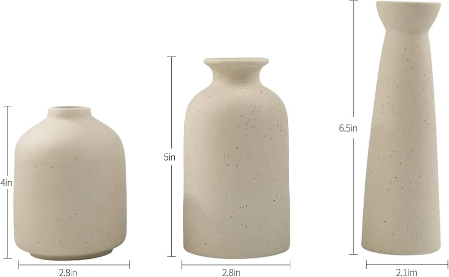 Ceramic Vase,Small Vases for Decor,Set 3 Modern Boho Vases for Flower Pampas,Fit for Living Room ... | Amazon (US)