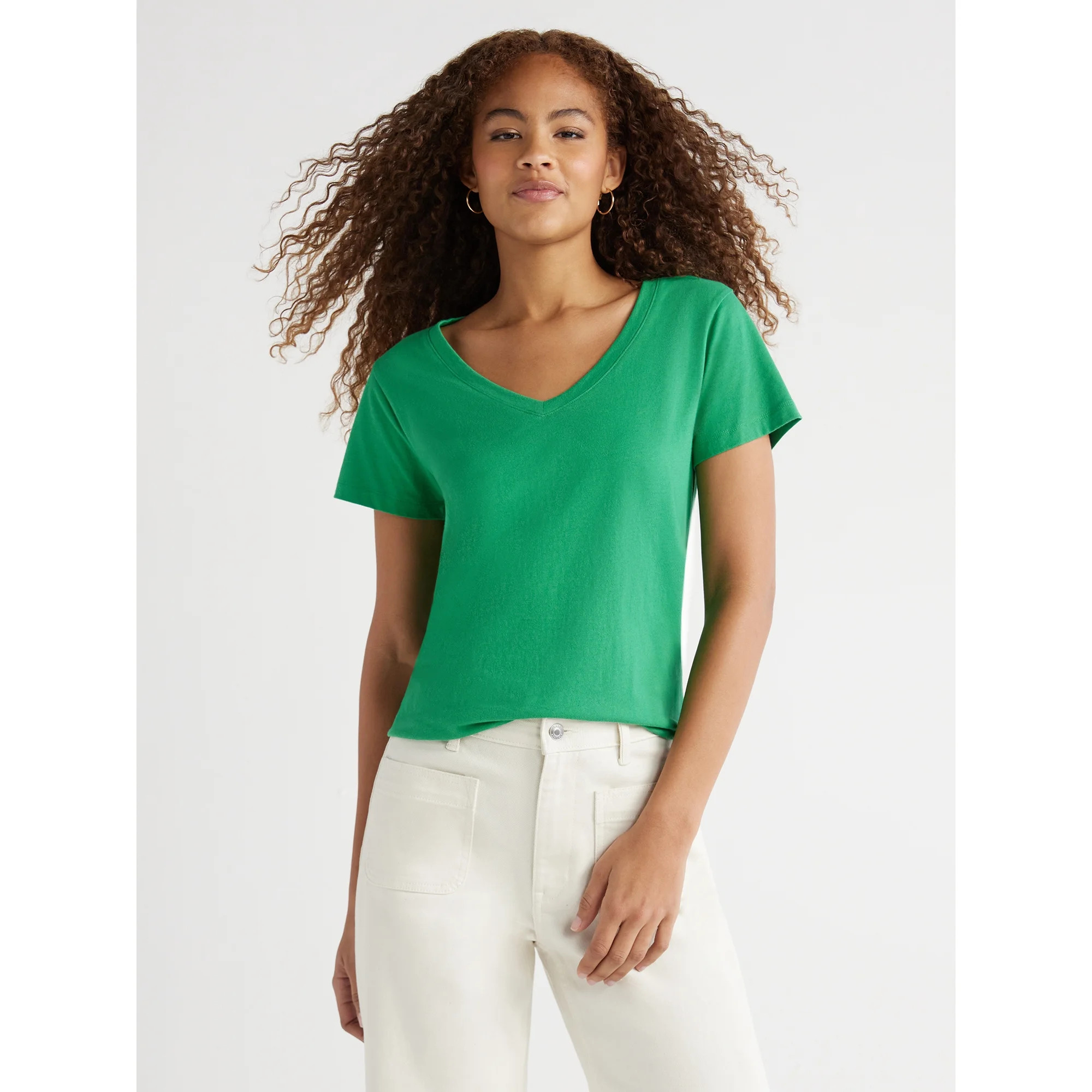 Free Assembly Women’s Easy V-Neck Tee, Sizes XS-XXL | Walmart (US)