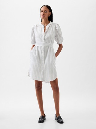 Linen-Cotton Puff Sleeve Mini Shirtdress | Gap (US)