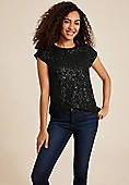 edgely™ Sequin Short Sleeve Tee | Maurices
