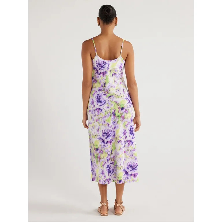 Scoop Women's Satin Midi Slip Dress with Side Slit, Sizes XS-XXL | Walmart (US)
