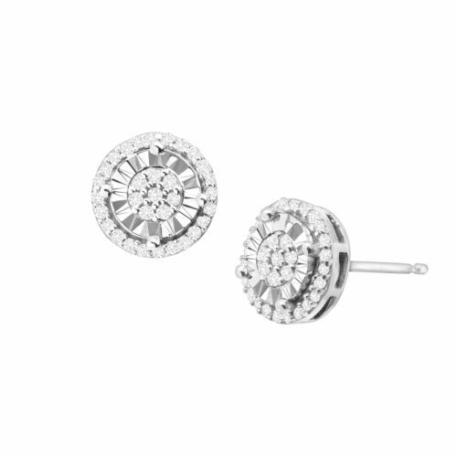 Finecraft 1/4 cttw Diamond Halo Stud Earrings in Sterling Silver 749165221072 | eBay | eBay US