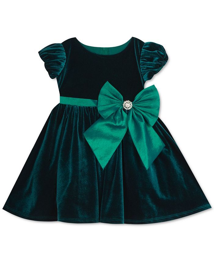 Rare Editions Baby Girls Puff-Sleeve Stretch-Velvet Dress & Reviews - Dresses - Kids - Macy's | Macys (US)