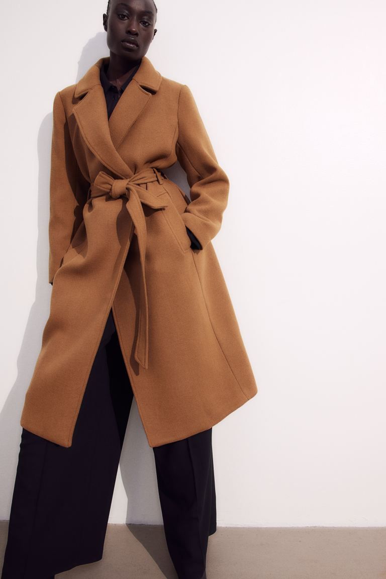 Tie-belt coat - Light brown - Ladies | H&M GB | H&M (UK, MY, IN, SG, PH, TW, HK)