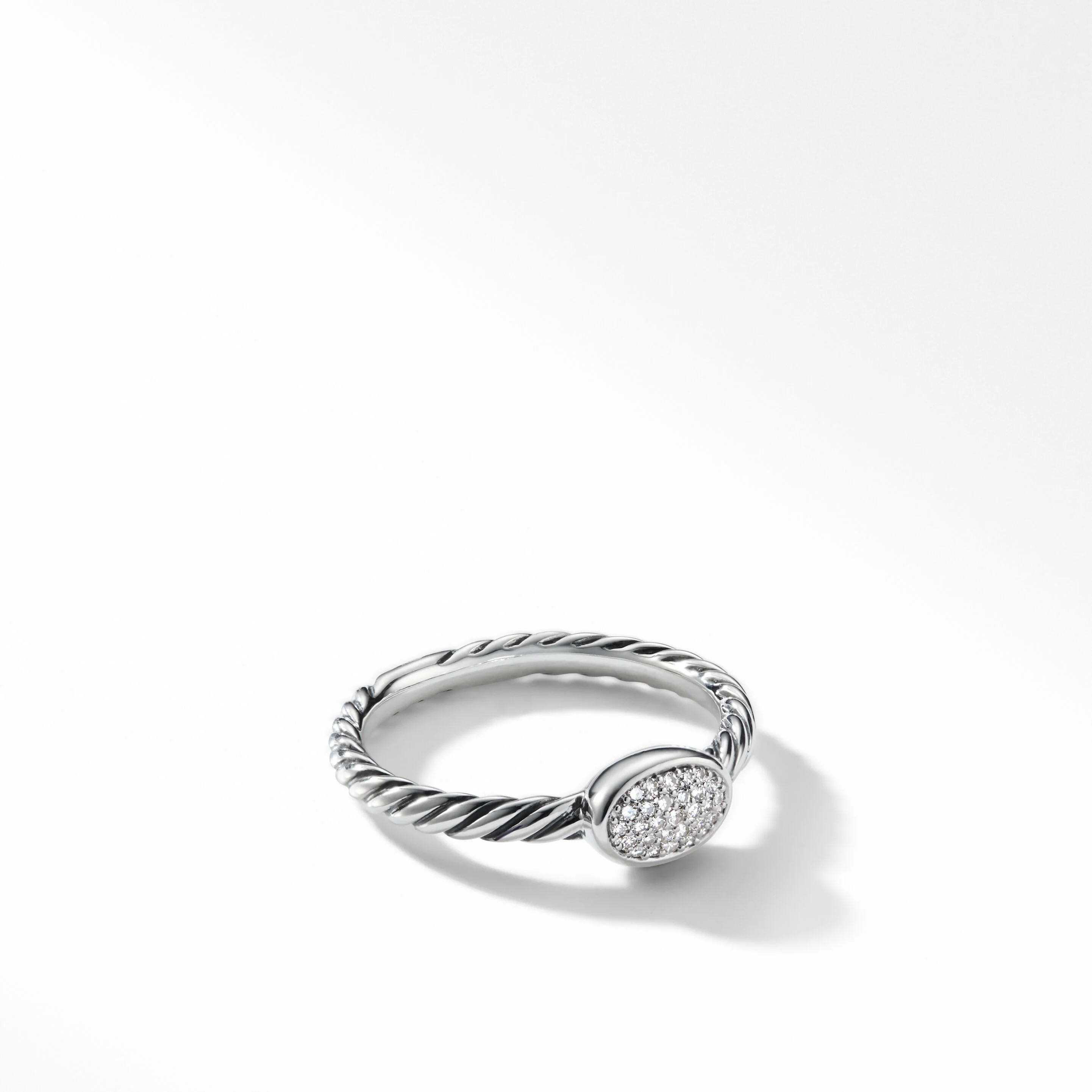 Cable Collectibles® Oval Stack Ring in Sterling Silver with Pavé Diamonds | David Yurman