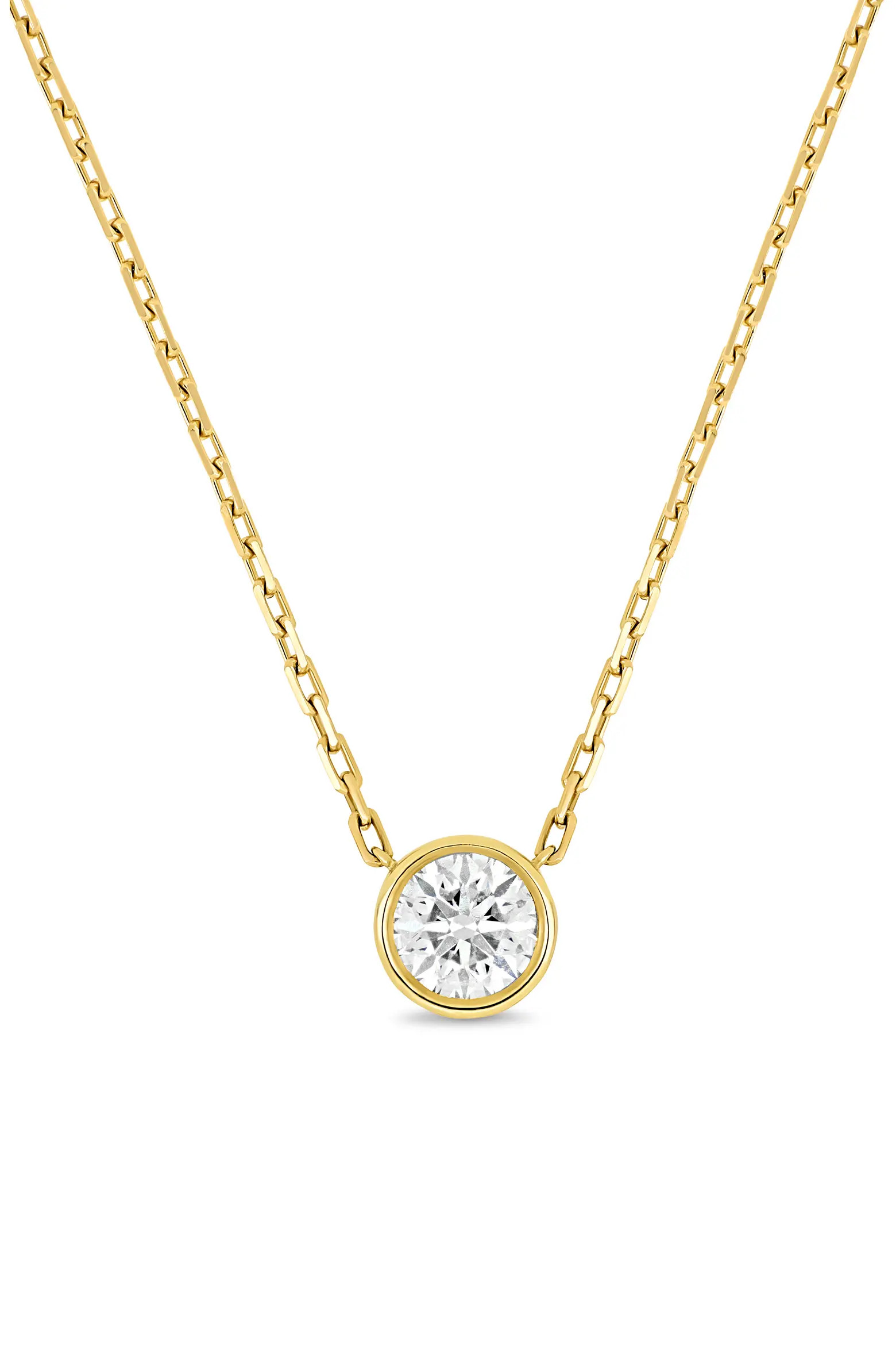 18K Gold Monaco Diamond Bezel Set Solitaire Pendant Necklace - 0.75ct. (Online Trunk Show) (Women... | Nordstrom