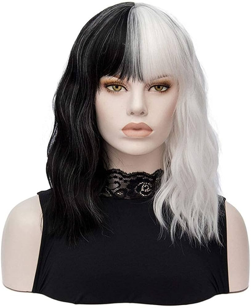 FVCENT Short Curly Shoulder Length Full Bang Women Bob Wig for Cruella Costume Women for Hallowee... | Amazon (US)