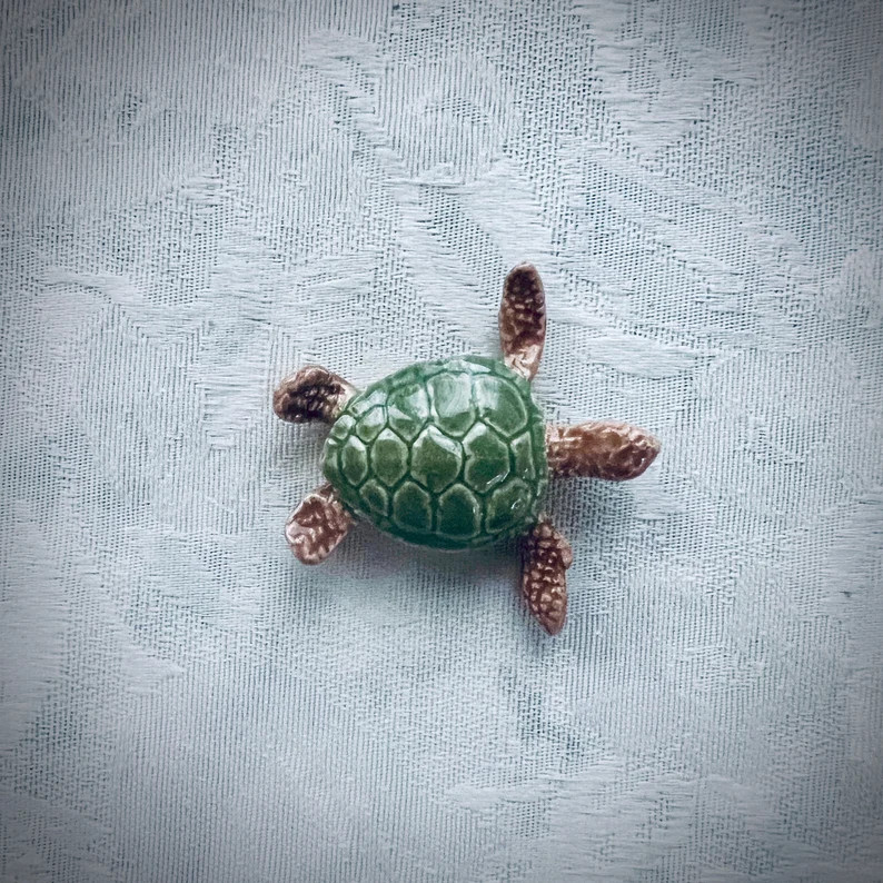Green Ceramic Sea Turtle Tile for Mosaic Seascape Art, Sea Life Shower Wall, Hand Painted Tile - ... | Etsy (US)