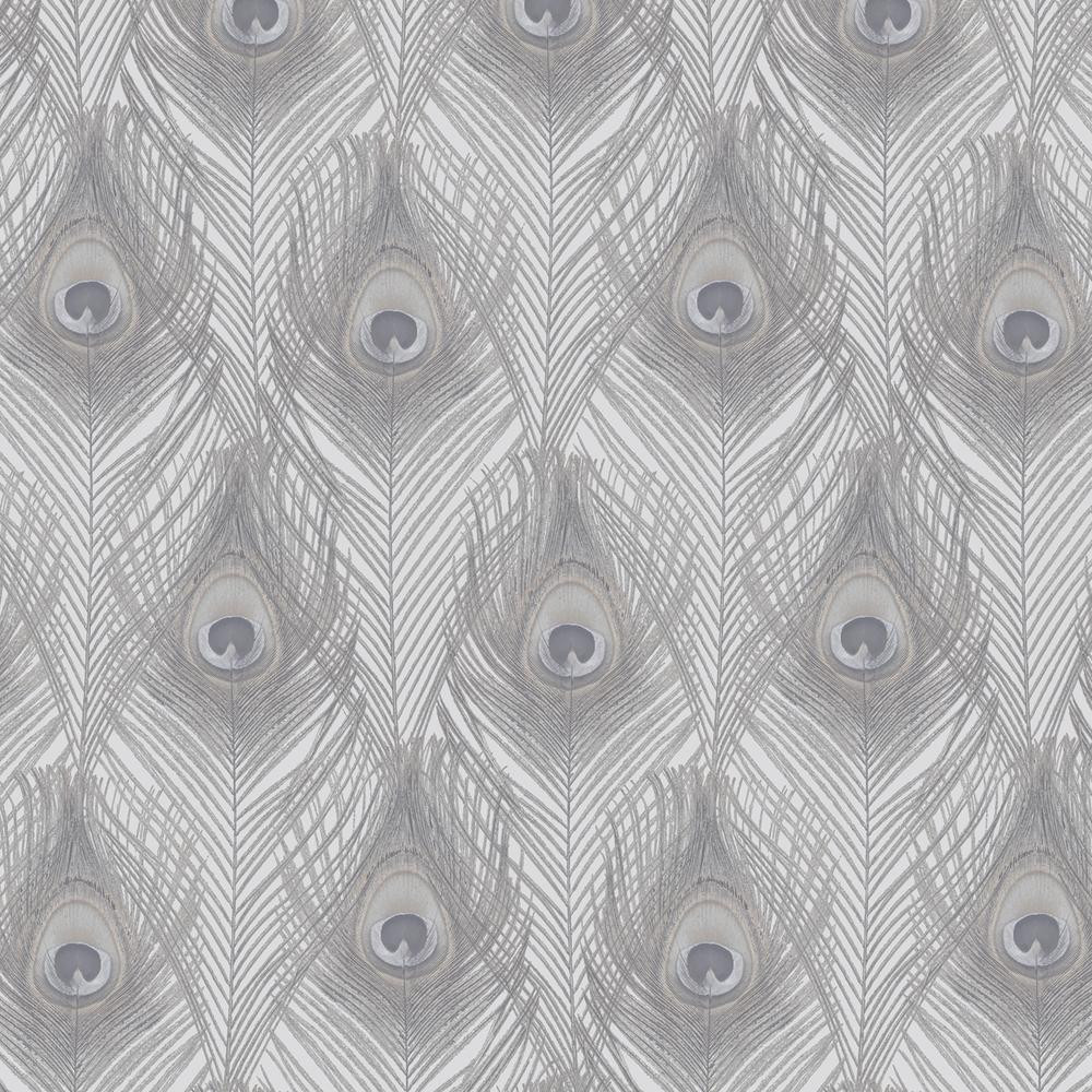 Shades of Grey Peacock Wallpaper | The Home Depot