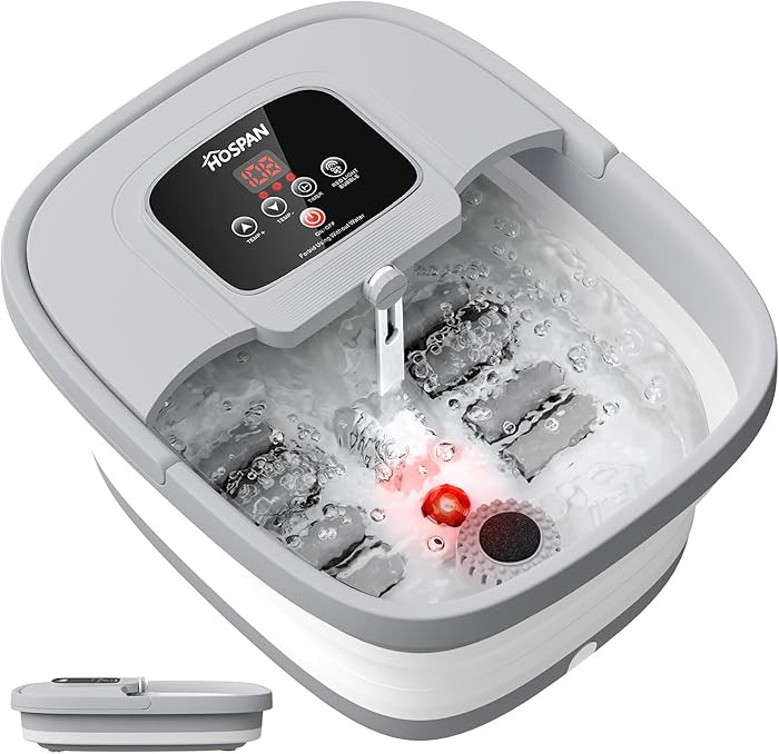 HOSPAN Collapsible Foot Spa with Heat, Bubble, Red Light, and Temperature Control, Foot Bath Mass... | Amazon (US)