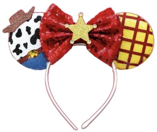 CLGIFT Iridescent and Sparkle Mouse Ears Collection: Classic Red Sequin, Rainbow, Silver, Gold, Blue - Customizable (Toy Story Woody Minnie Ears) | Amazon (US)