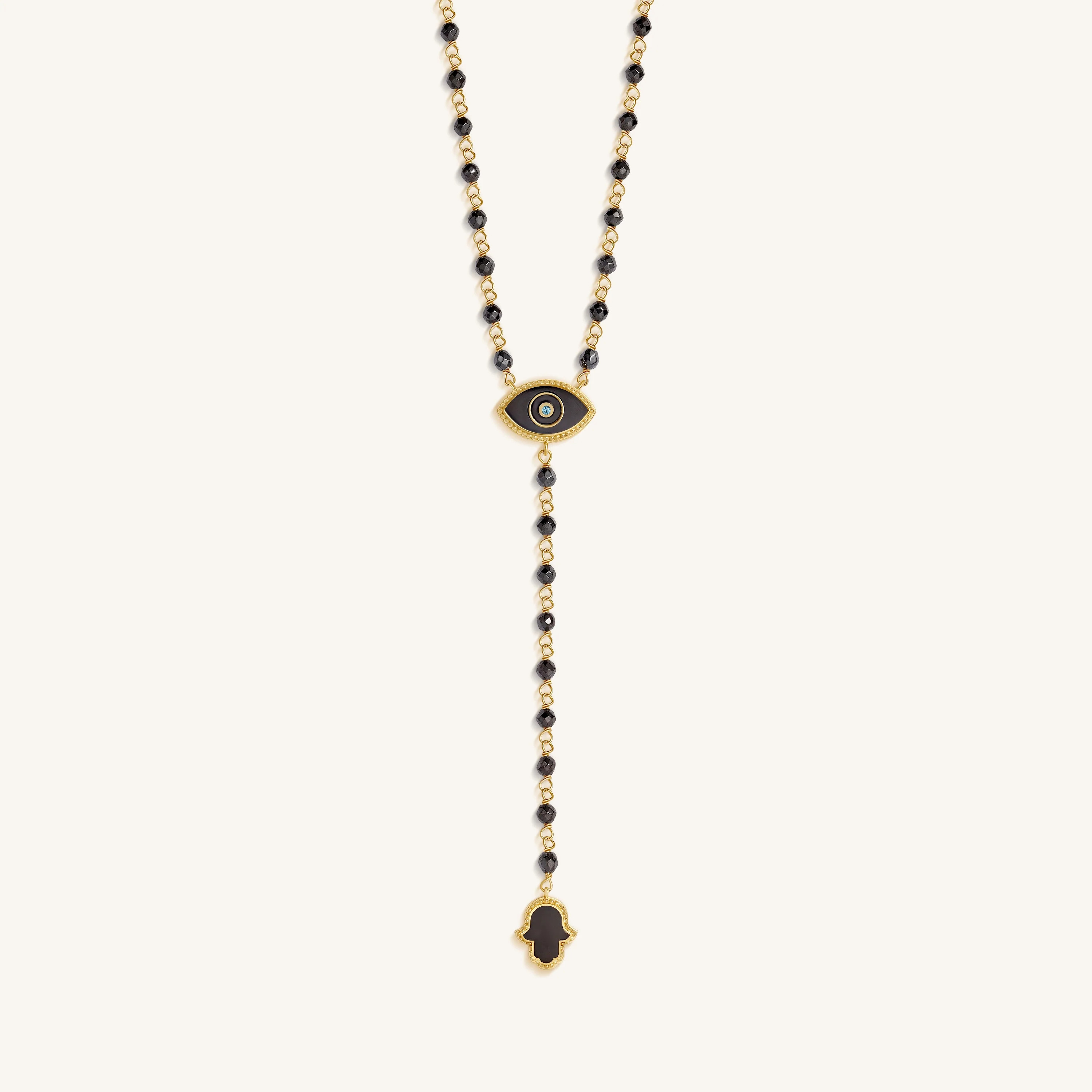 Celestial Ward Aquamarine & Hematite Necklace | Karma and Luck | Karma and Luck