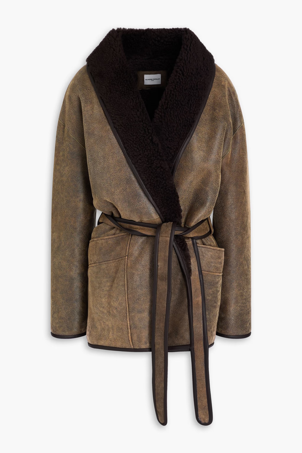 Belted shearling wrap jacket | The Outnet (UK and Europe)
