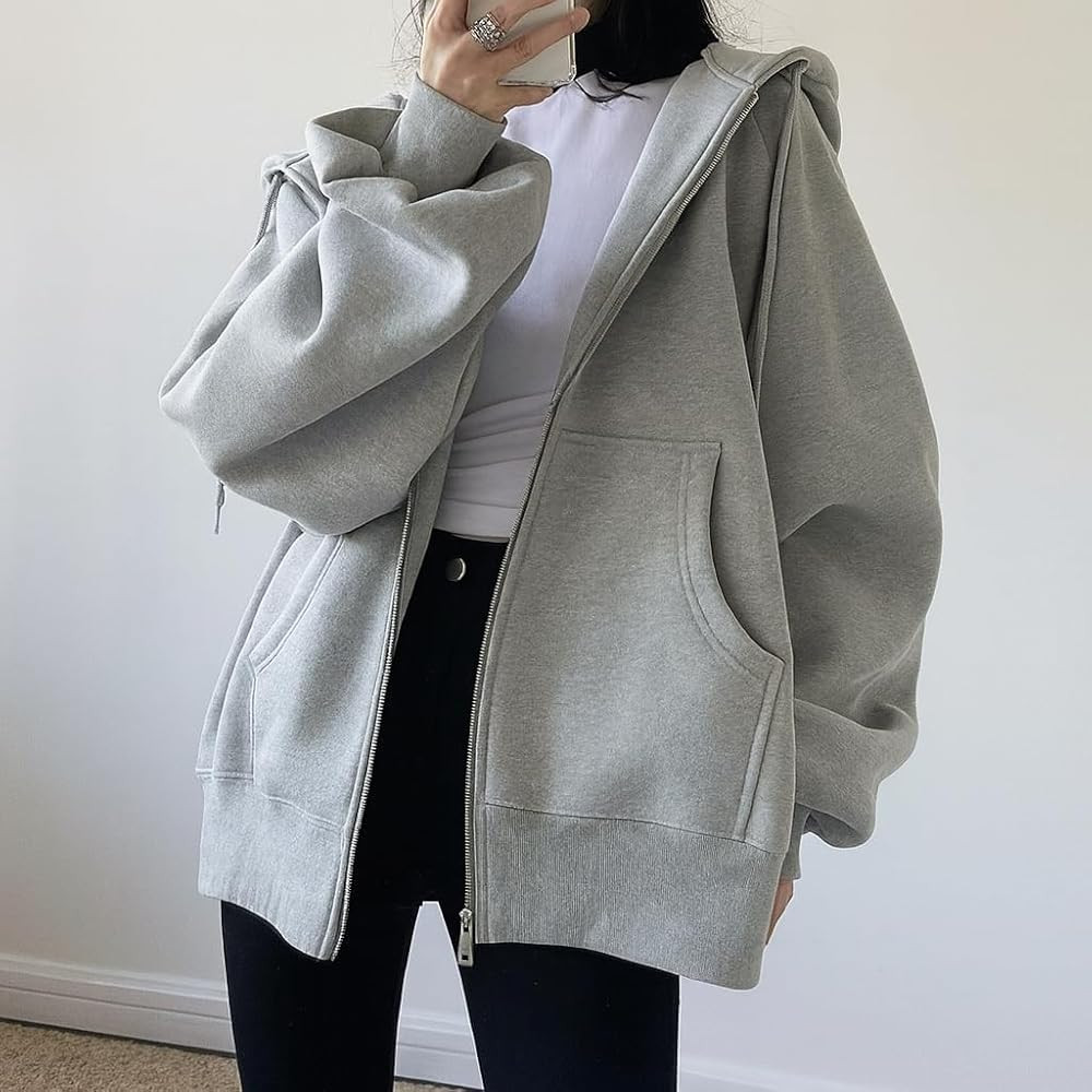 Unisex Zip Up Hoodie Sweatshirt – Lightweight Oversized Casual Jacket for Fall Athleisure & Lou... | Amazon (US)