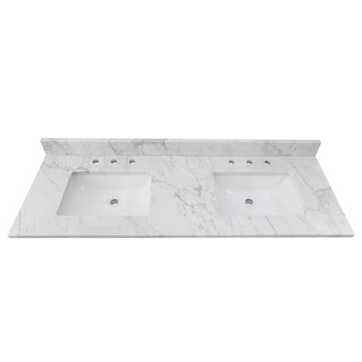allen + roth Natural Carrara marble 61-in x 22-in White Natural Marble Undermount Double Sink 3-H... | Lowe's